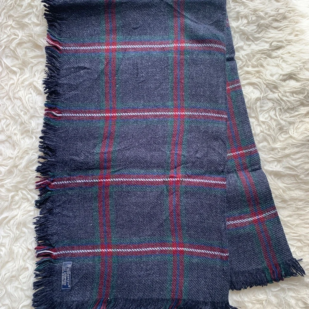 Burberry Vintage Wool Square Scarf Navy striped Multicolor